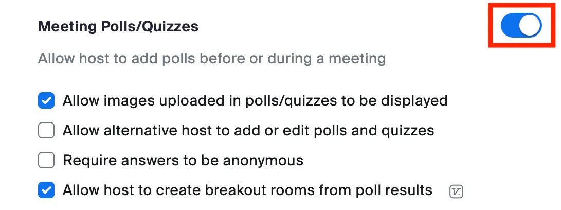 meeting polls and quizzes items